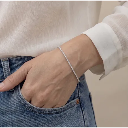 Bracelet rivière de diamants Or blanc 18K - 17cm - 1.70 carat